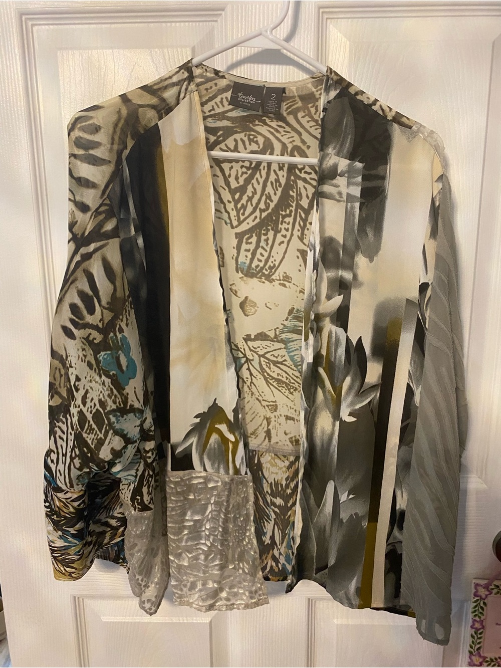 Travelers Collection by Chico’s Lightweight Printed Open-Front Kimono - Multi